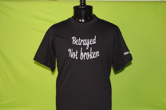 Betrayed Not Broken" Script Embroidered T-Shirt