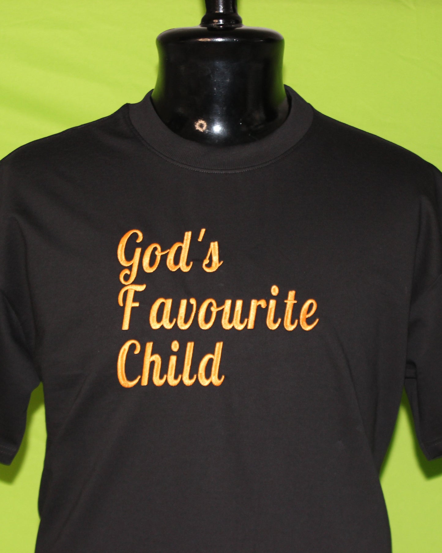 "God's Favourite Child" Script Embroidered T-Shirt