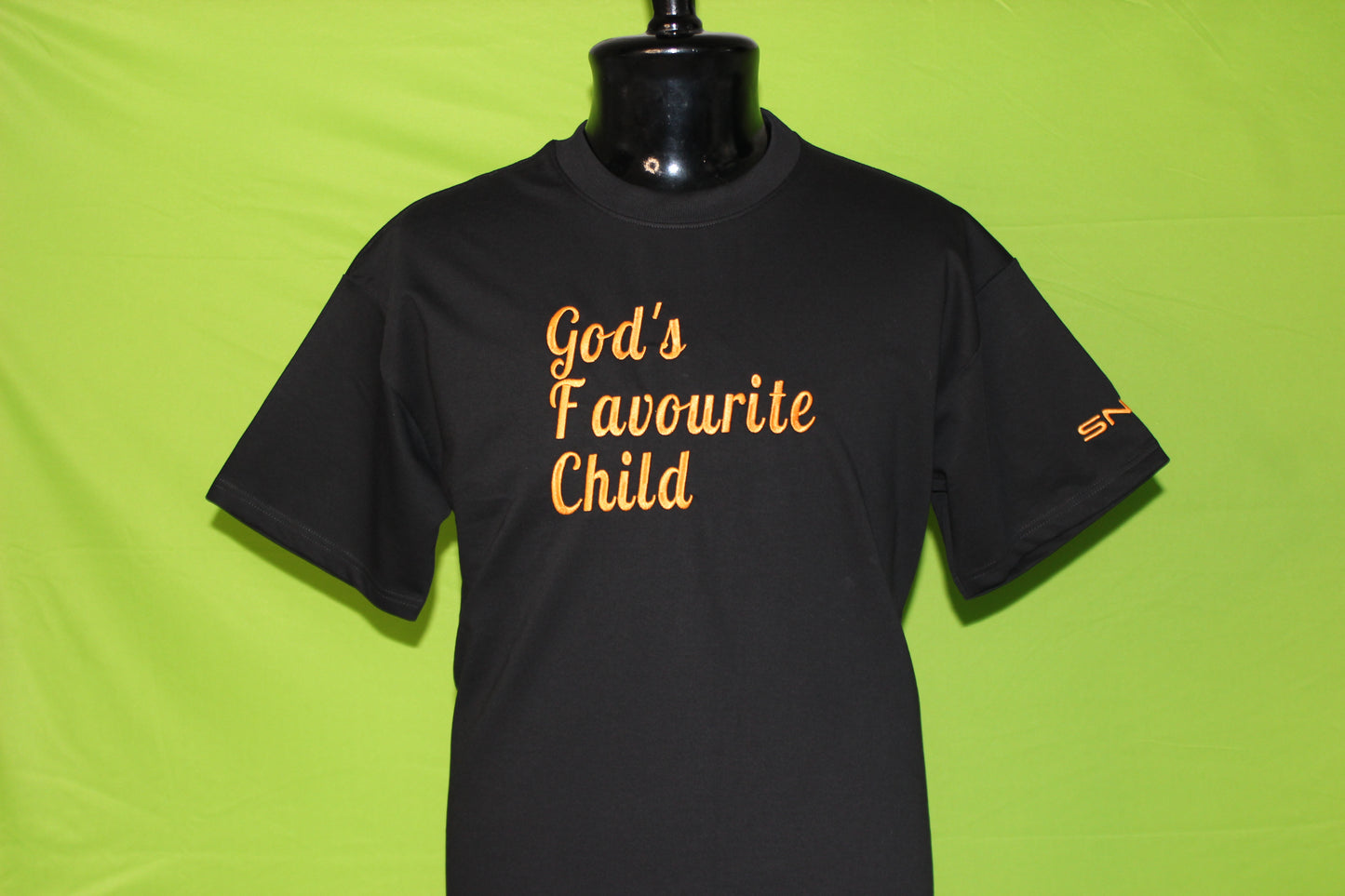 "God's Favourite Child" Script Embroidered T-Shirt
