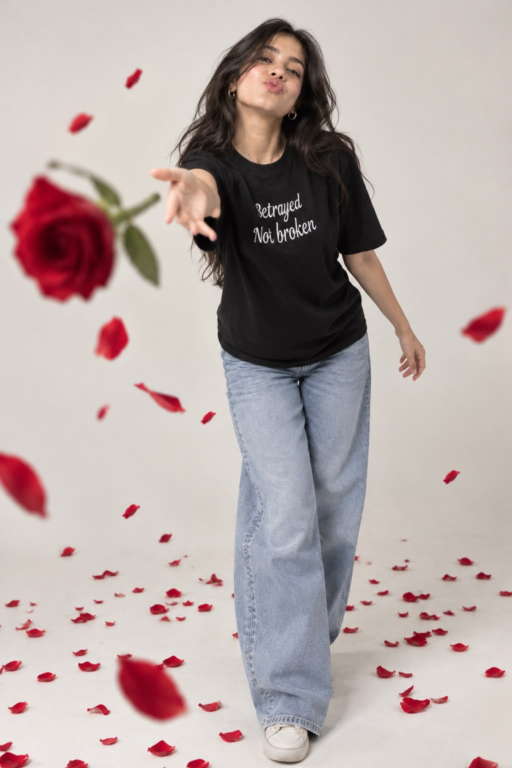 Betrayed Not Broken" Script Embroidered T-Shirt