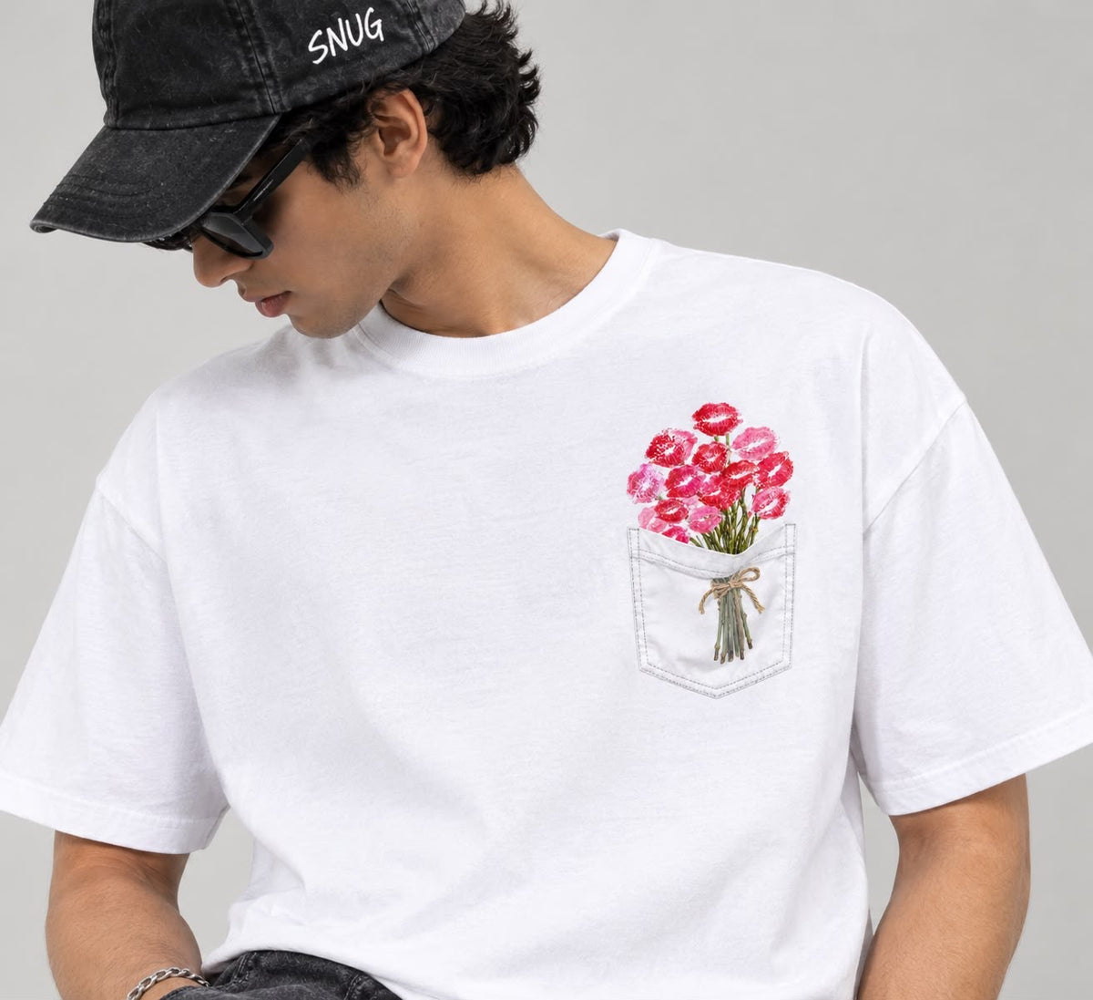 Love Bouquet White Unisex Oversized T-shirt
